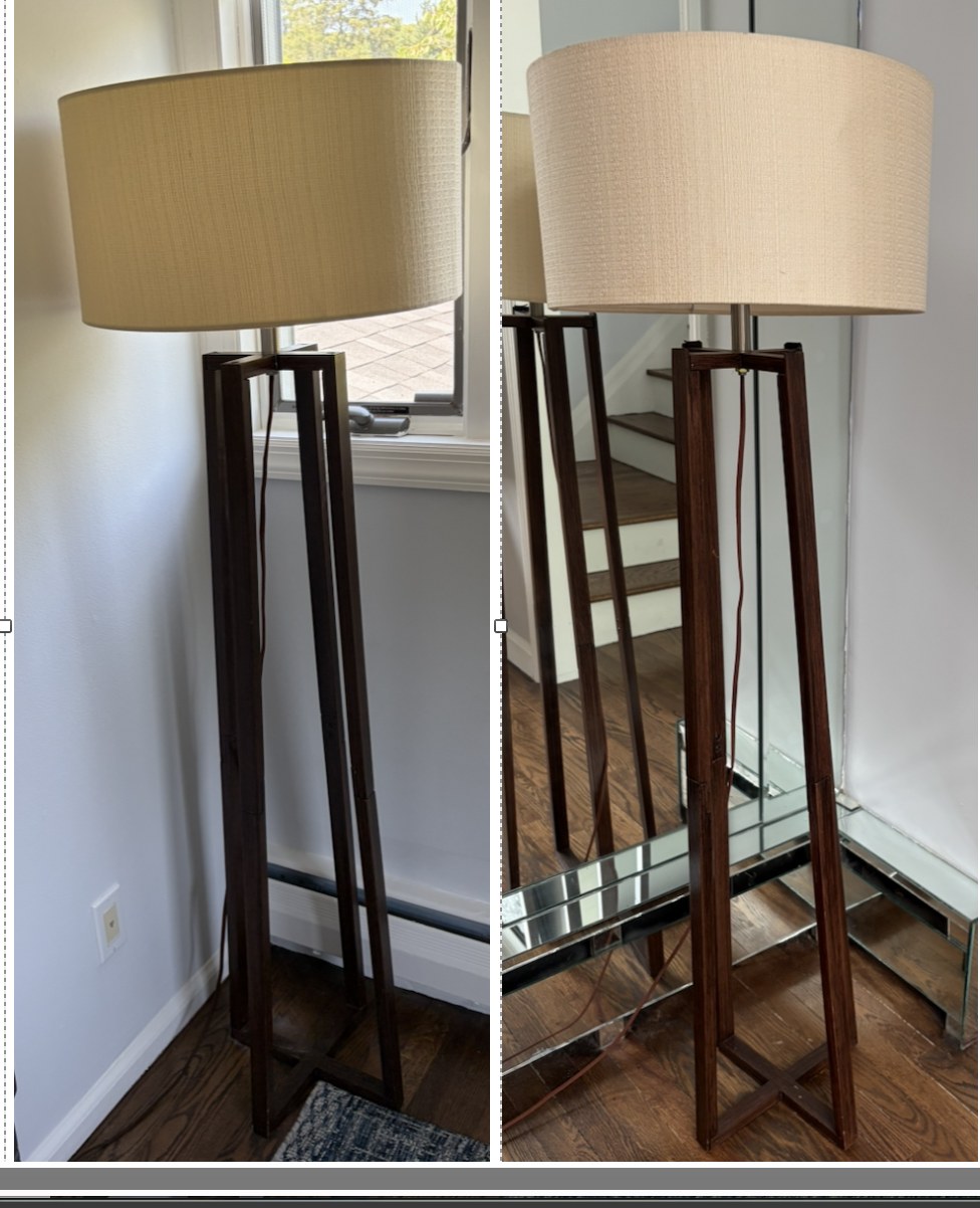Pair of Pottery Barn Axson Wood Floor Lamps