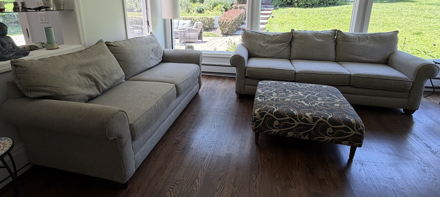 Bassett Furniture Roll Arm Sofa, Loveseat, Ottoman Set