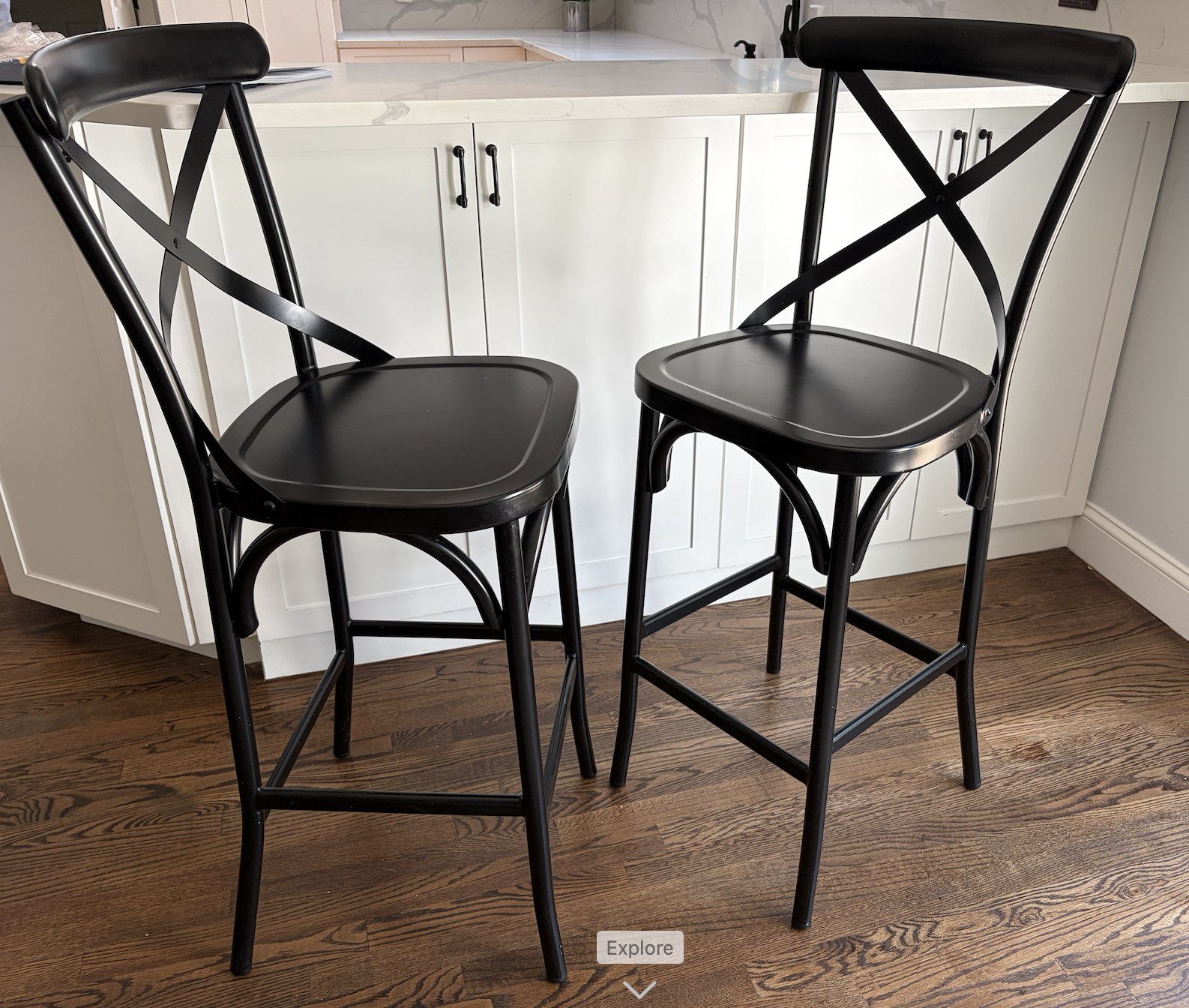 2 Pottery Barn Cross-Back Counter Stools - Matte Black