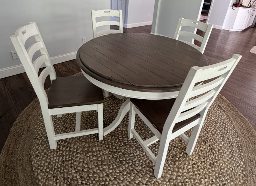 Kathy Kou Farmhouse Round Dining Table + 4 Chairs